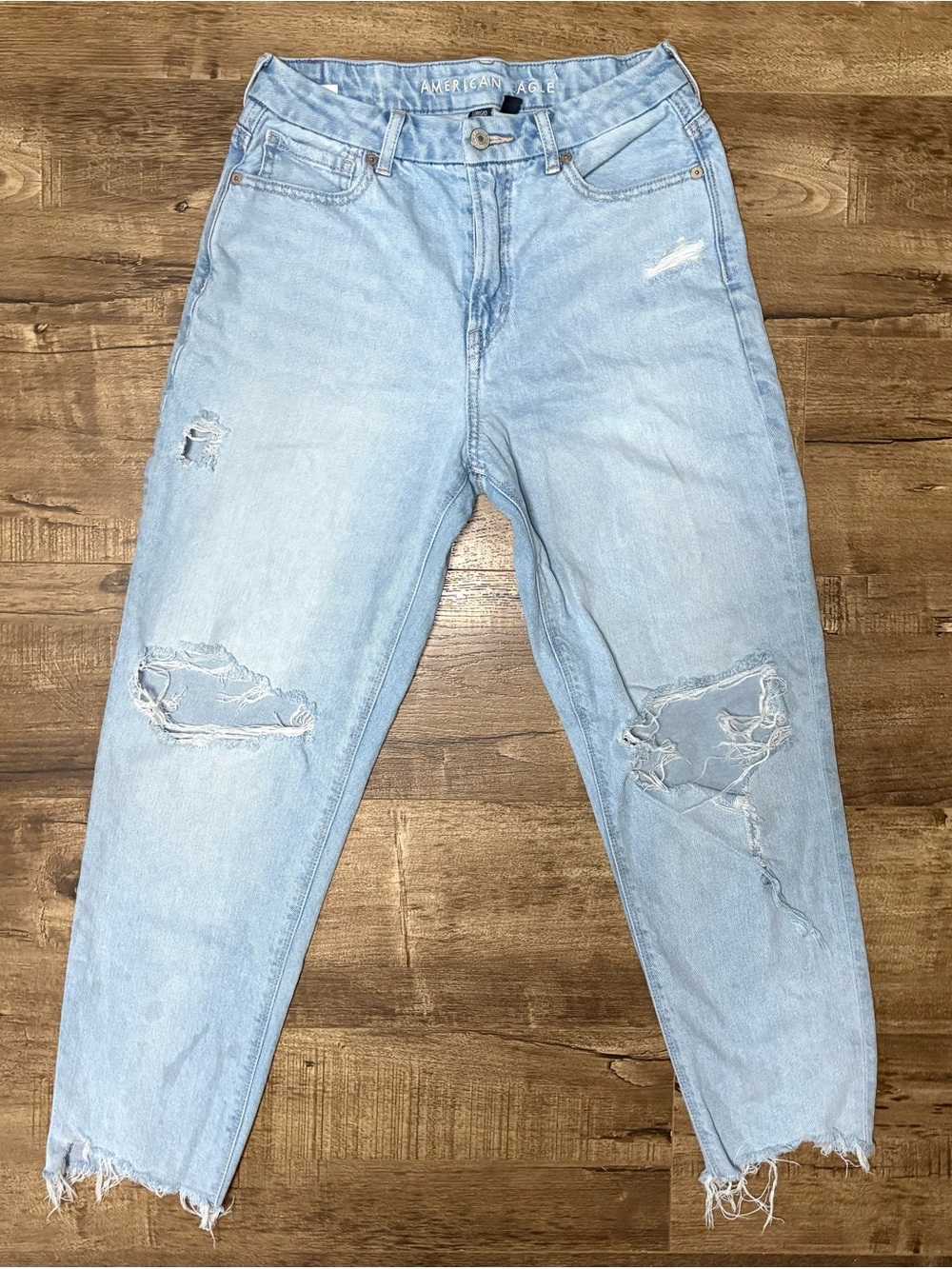 American Eagle Light Blue Distressed Relaxed Jeans
